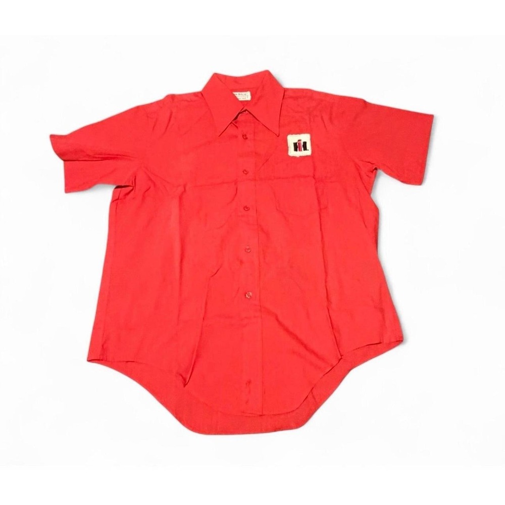 Vintage International Harvester IH Work Shirt John Wells Red Mens Large USA